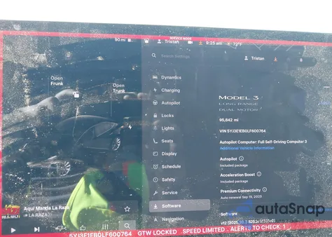 2020 Tesla Model 3 Long Range Dual Motor All-Wheel Drive z USA, uszkodzony, nr VIN 5YJ3E1EB0LF600764